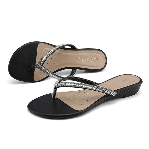 Dream Pairs Rhinestone Flip-Flop Sandals