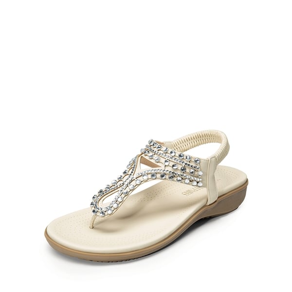 dream pairs Rhinestone T-Strap Flat Thong Sandals