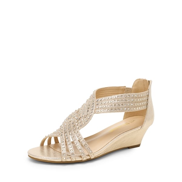 dream pairs Rhinestone Wedge Sandals