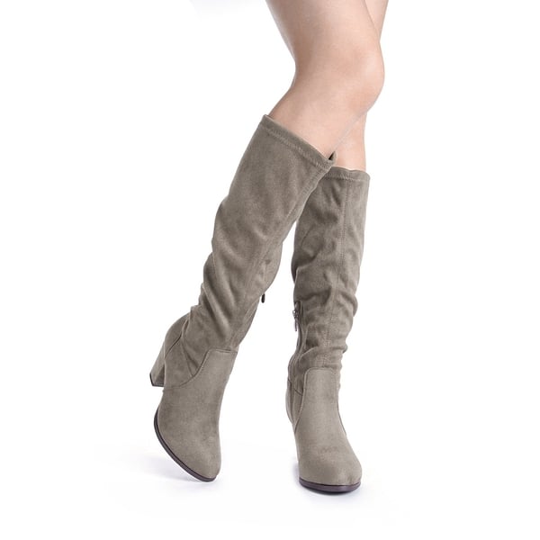 Dream Pairs Round-Toe Chunky Heel Knee High Boots