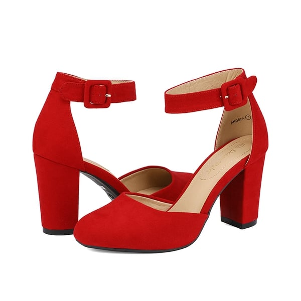 Dream Pairs Round Toe Chunky Heel Pumps