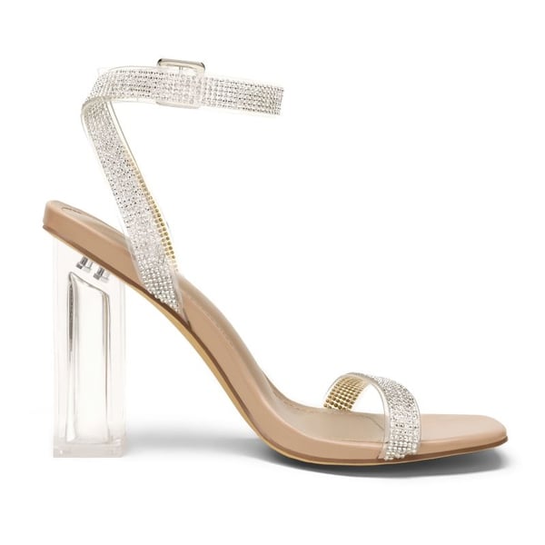 Dream Pairs Square Toe Clear Chunky Heel Sandals