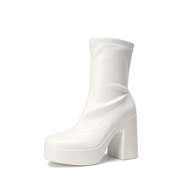 dream pairs Square Toe Platform Chunky Ankle Boots