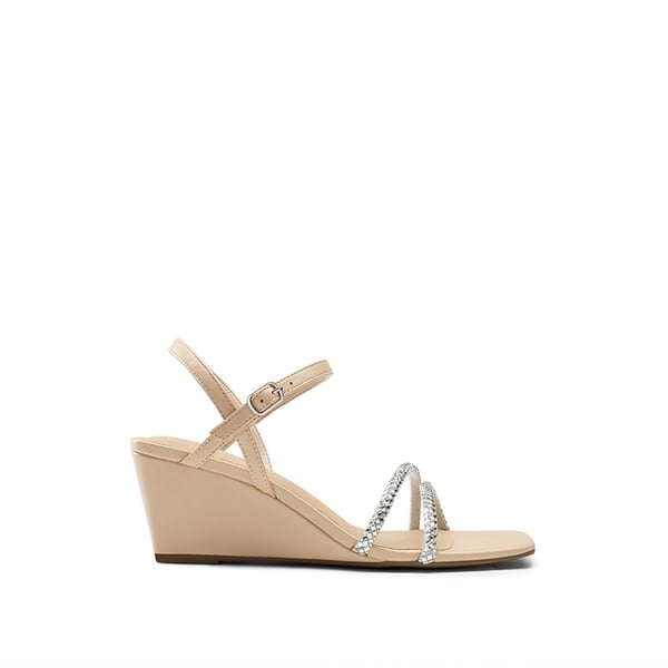 Dream Pairs Square Toe Rhinestone Wedge Sandals