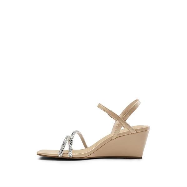 Dream Pairs Square Toe Rhinestone Wedge Sandals