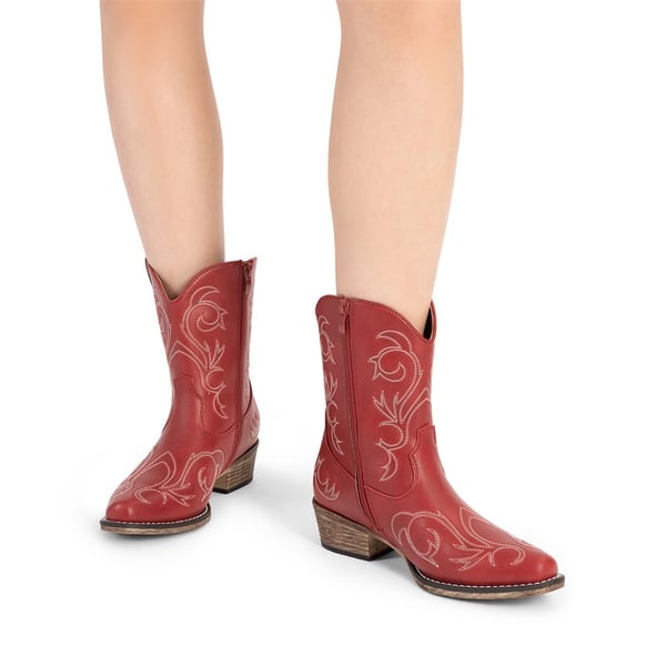 Dream Pairs Square-toe Western Short Cowgirl Boots