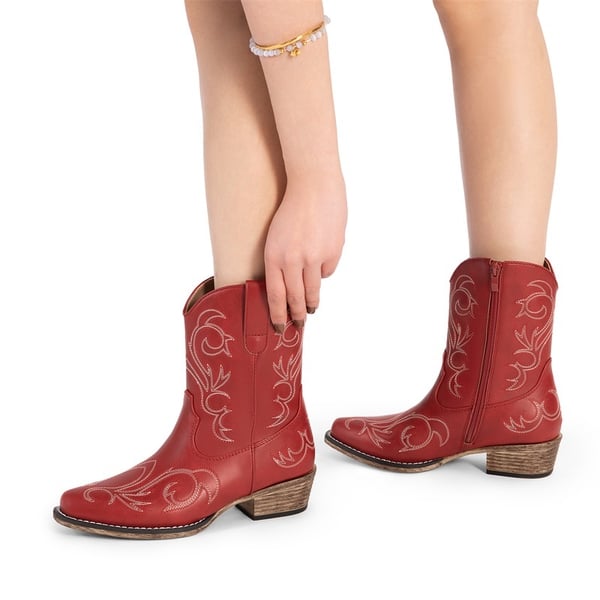 Dream Pairs Square-toe Western Short Cowgirl Boots