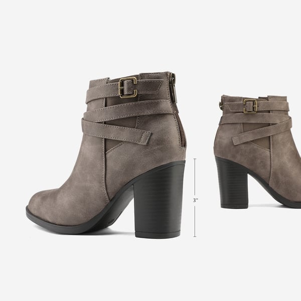 Dream Pairs Stacked Mid Heel Chunky Ankle Booties