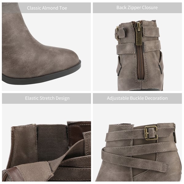Dream Pairs Stacked Mid Heel Chunky Ankle Booties
