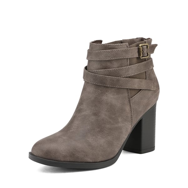 dream pairs Stacked Mid Heel Chunky Ankle Booties