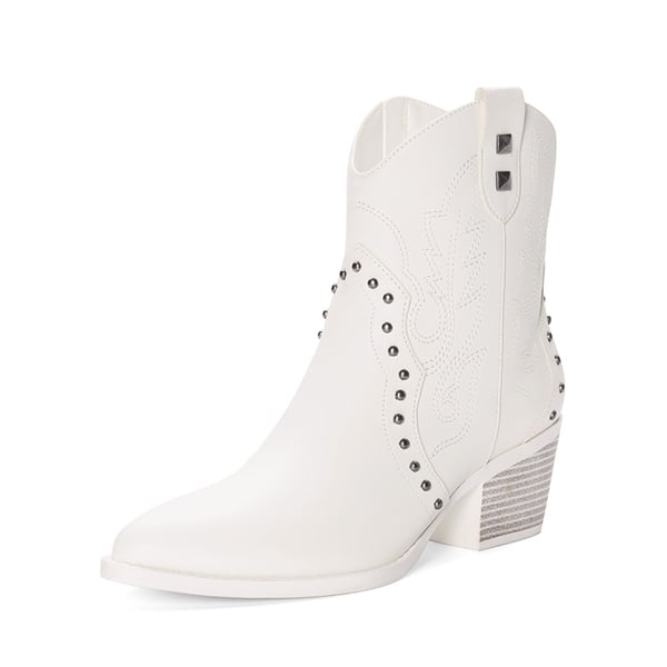 dream pairs Studded Chic Cowgirl Ankle Boots