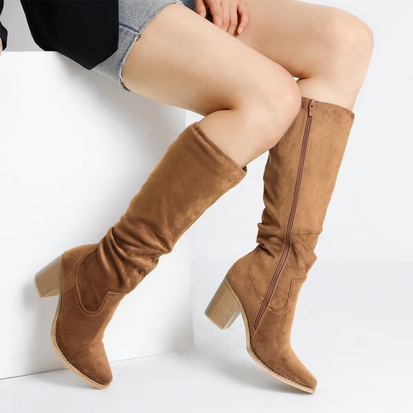 Dream Pairs Suede Snip Toe Knee-High Riding Boots