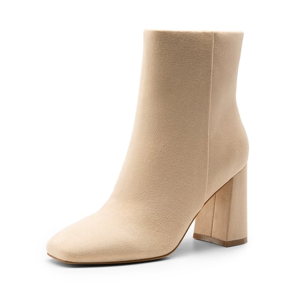 dream pairs Suqare-Toe Block Heel Ankle Boots