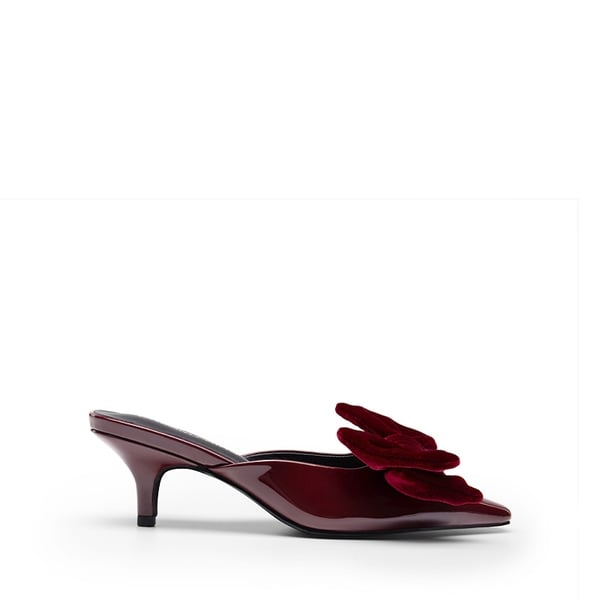 Dream Pairs Velvet Bow Kitten Heeled Mules