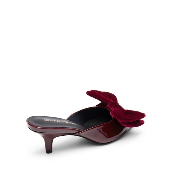 Dream Pairs Velvet Bow Kitten Heeled Mules