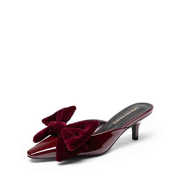 dream pairs Velvet Bow Kitten Heeled Mules