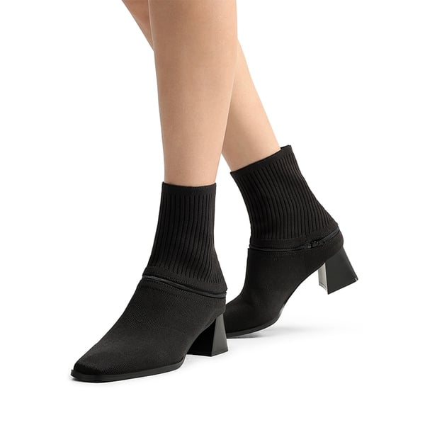 Dream Pairs Waterproof Block Heel Knit Ankle Boots