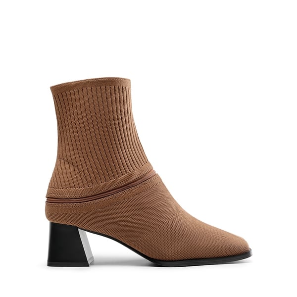 Dream Pairs Waterproof Block Heel Knit Ankle Boots