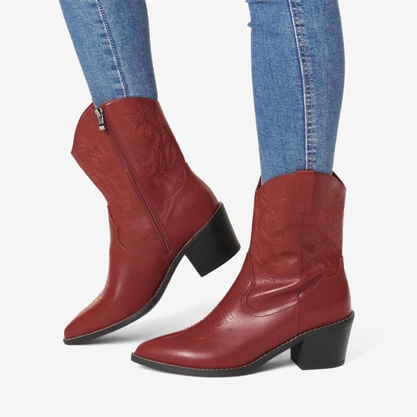 Dream Pairs Western Chunky Heel Cowboy Ankle Boots