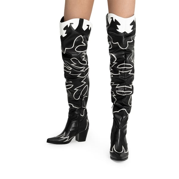 Dream Pairs Western Embroidery Thigh High Boots
