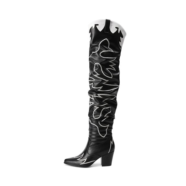 Dream Pairs Western Embroidery Thigh High Boots