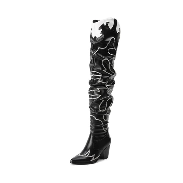 dream pairs Western Embroidery Thigh High Boots