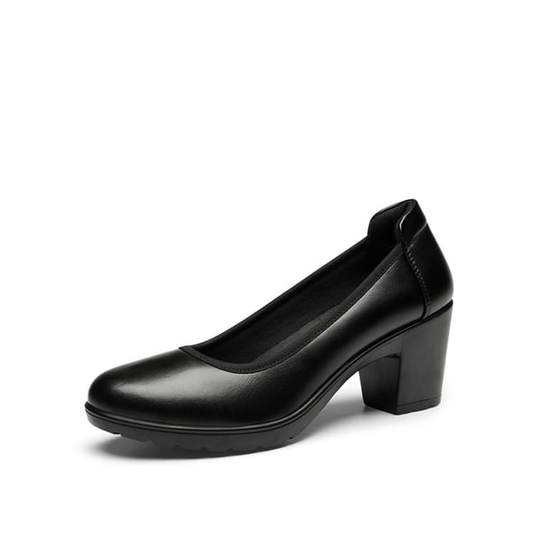 dream pairs Wide-Toe Arch Support Block Heel Pumps