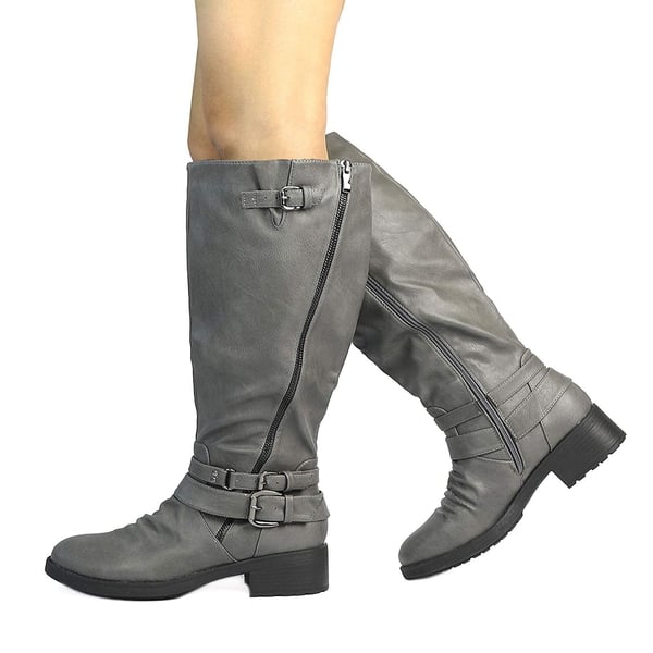 Dream Pairs Women's Knee-High Buckled Riding Boots