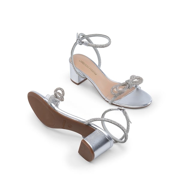 Dream Pairs Women’s Rhinestone Bow Heeled Sandals