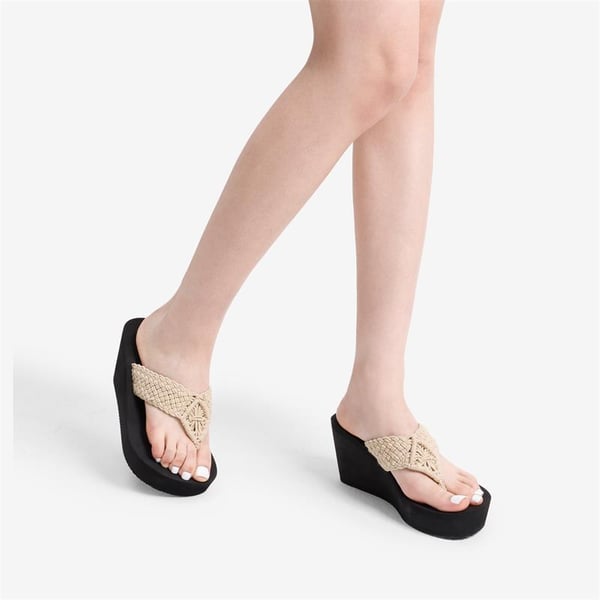 Dream Pairs Woven Strap Platform Wedge Flip Flops