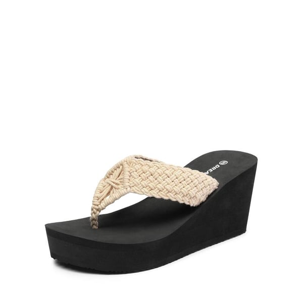 dream pairs Woven Strap Platform Wedge Flip Flops