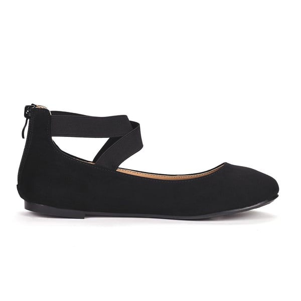 Dream Pairs Elastic Closed Toe Flats With Ankle Strap