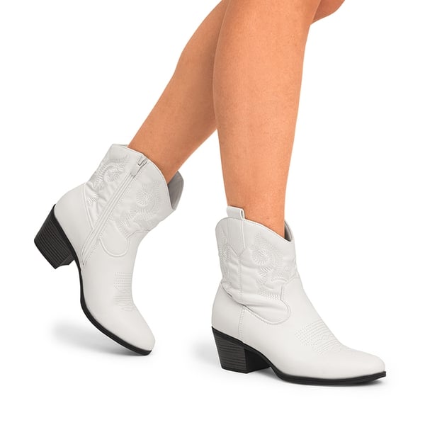 Dream Pairs Embroidered Low Heel Cowgirl Ankle Boots