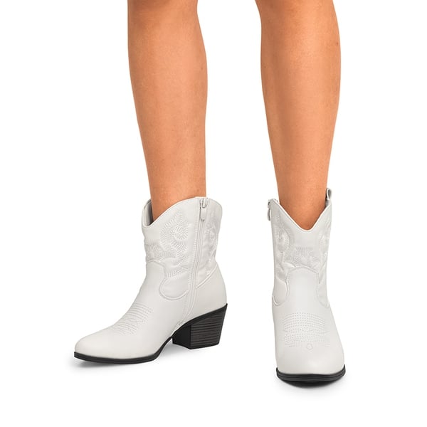 Dream Pairs Embroidered Low Heel Cowgirl Ankle Boots