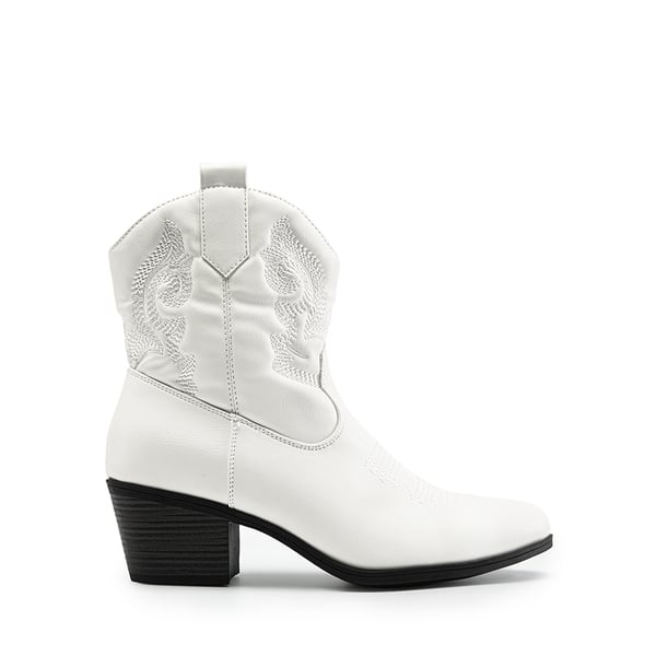 Dream Pairs Embroidered Low Heel Cowgirl Ankle Boots