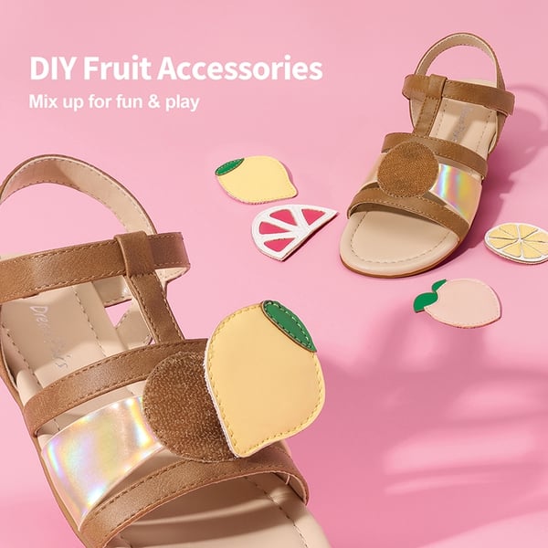 Dream Pairs [Fun Mix- Fruity] Girls DIY Interchangeable Fruit Accessories Sandals