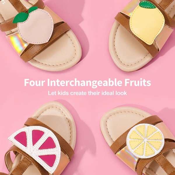 Dream Pairs [Fun Mix- Fruity] Girls DIY Interchangeable Fruit Accessories Sandals