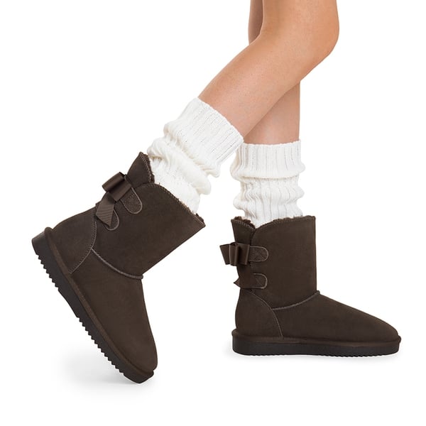 Dream Pairs [FuzzyChic Bow] Suede Mid-calf Snow Boots