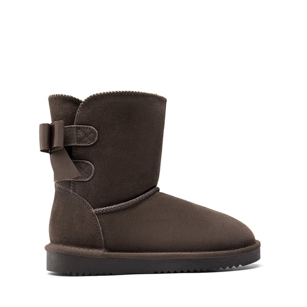 Dream Pairs [FuzzyChic Bow] Suede Mid-calf Snow Boots