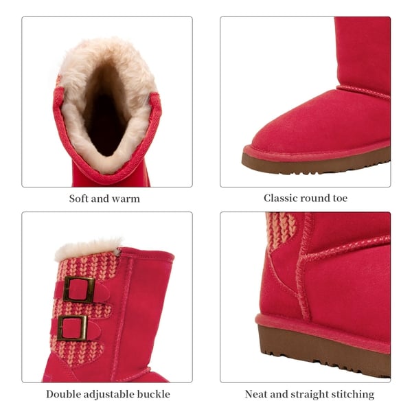 Dream Pairs [FuzzyChic Kid's Buckle] Kids Fur Lined Suede Non Slip Winter Boots