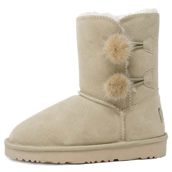 Dream Pairs [FuzzyChic Kid's Lolly] Sheepskin Fur Kids Boots