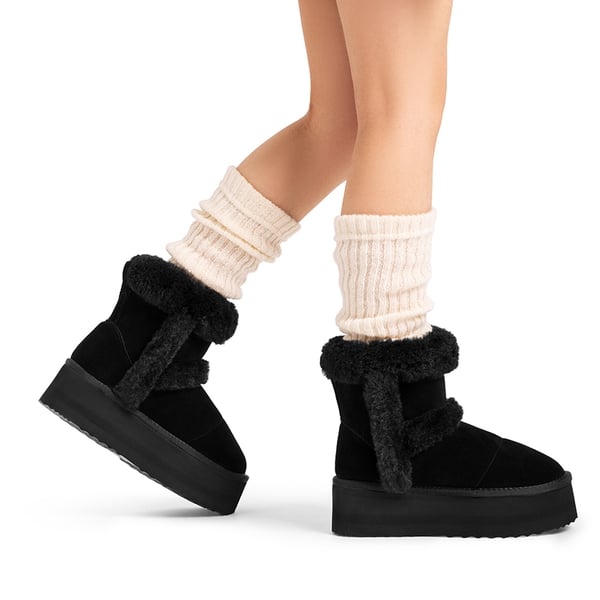 Dream Pairs [FuzzyChic Plush Platform] Thick-soled Fluffy Snow Boots
