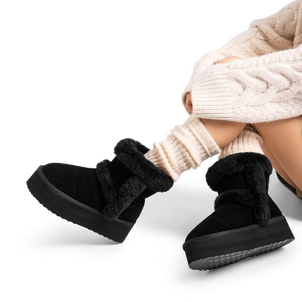 Dream Pairs [FuzzyChic Plush Platform] Thick-soled Fluffy Snow Boots