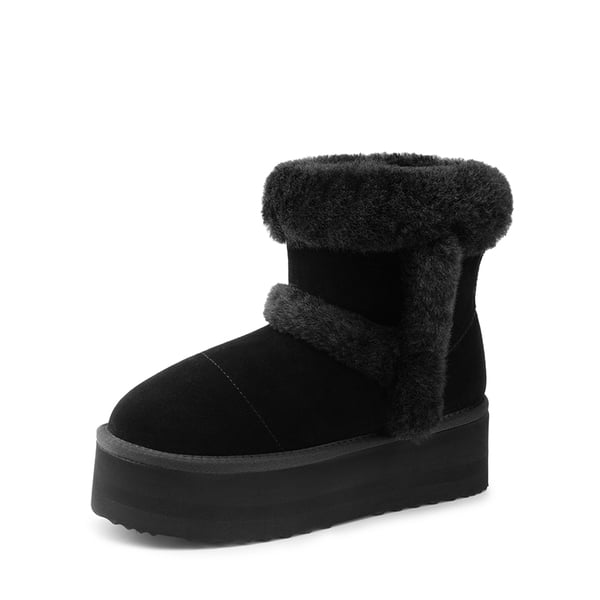dream pairs [FuzzyChic Plush Platform] Thick-soled Fluffy Snow Boots