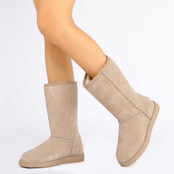 Dream Pairs [FuzzyClassic High Boot] Suede Faux Fur Lightweight Winter Boots