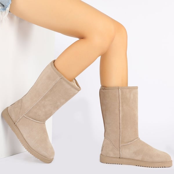 Dream Pairs [FuzzyClassic High Boot] Suede Faux Fur Lightweight Winter Boots