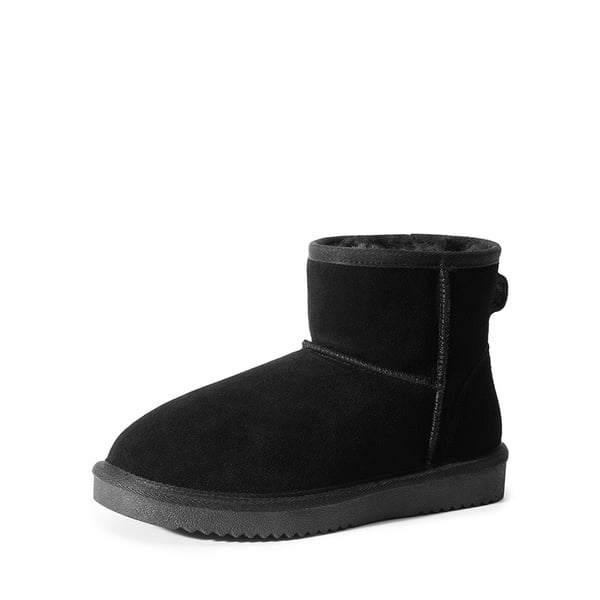 dream pairs [FuzzyClassic Il Low Boot] Suede Slip-On Snow Ankle Boots