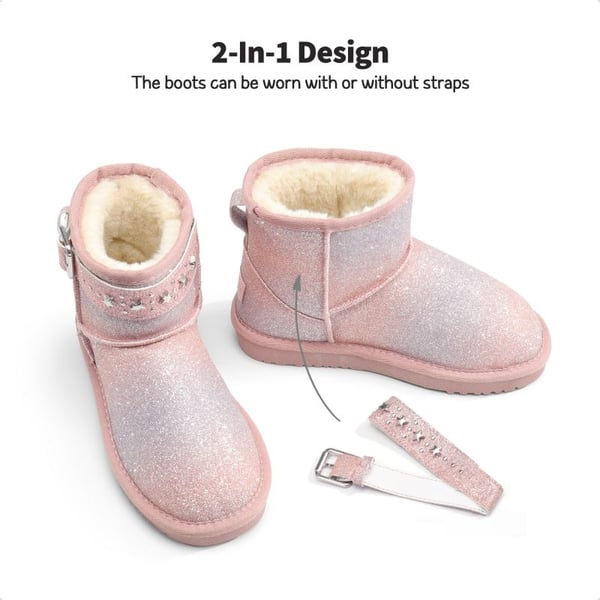 Dream Pairs [FuzzyClassic Kid's Low Boot] Kids Faux Fur-Lined Snow Boots
