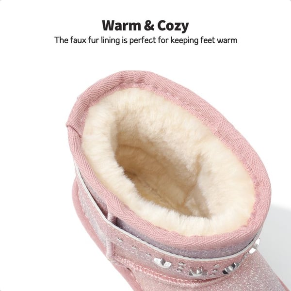 Dream Pairs [FuzzyClassic Kid's Low Boot] Kids Faux Fur-Lined Snow Boots
