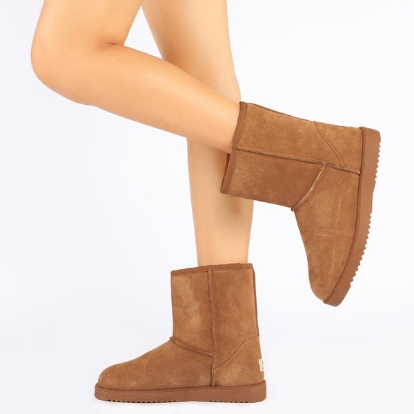 Dream Pairs [FuzzyClassic Mid Boot] Suede Mid Calf Snow Boots